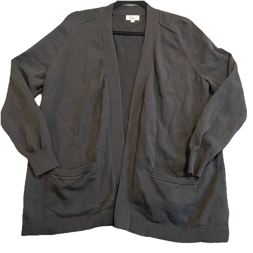 Knitbest Women's Cardigan Long Sleeve Knit Sweater Large Black pockets